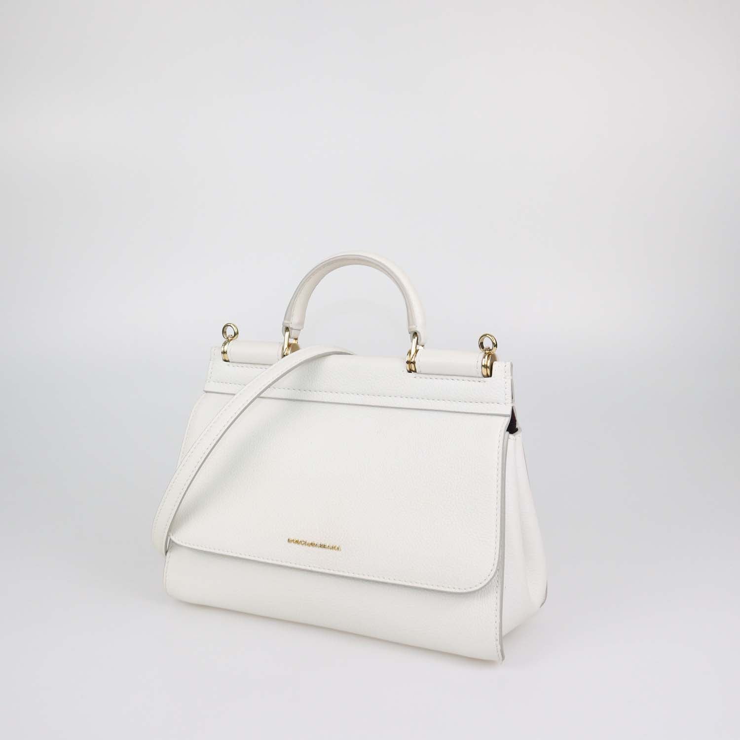 Dolce & Gabbana White Leather Medium Soft Sicily Top Handle Bag