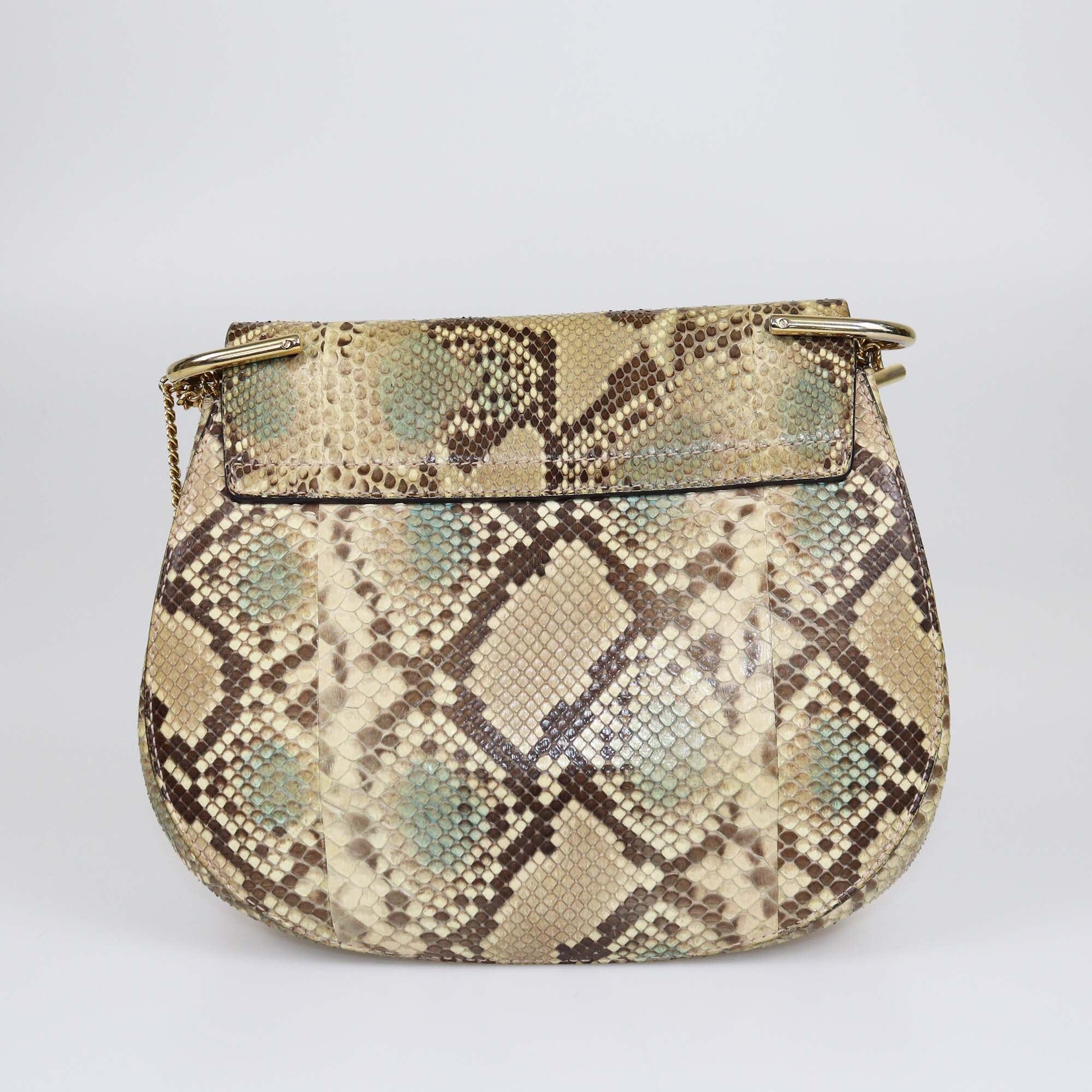 Chloe Beige Python Medium Drew Shoulder Bag Womens Chloe 