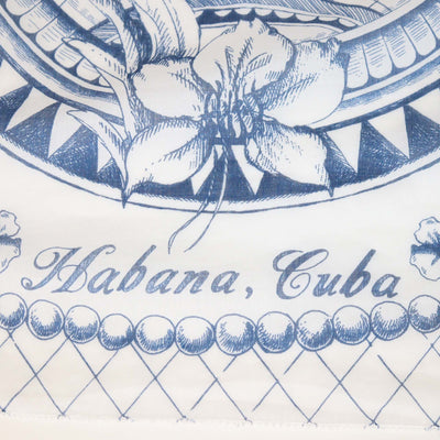 Chanel White/Blue Cotton Habana Cuba Print Silk Square Scarf