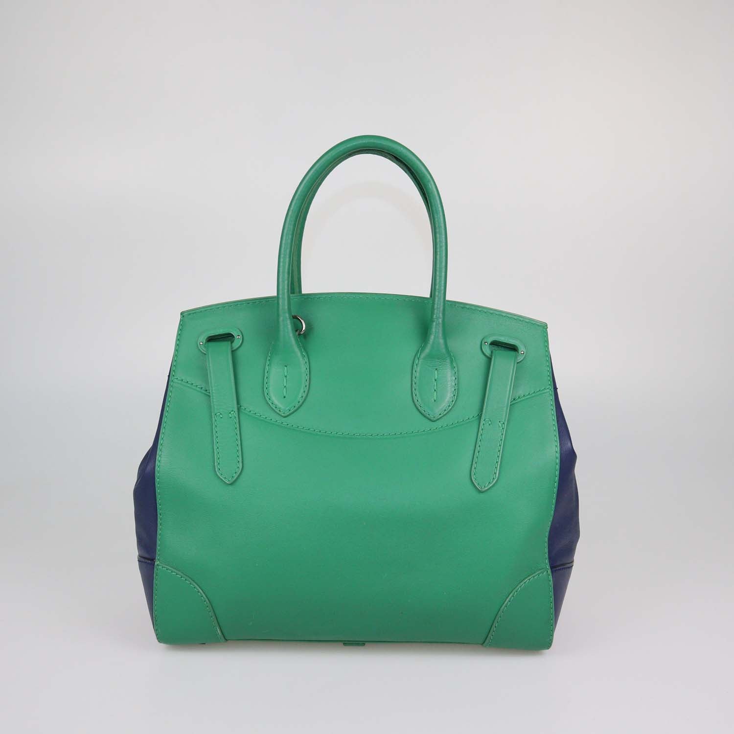 Ralph Lauren Green/Blue Leather Ricky 33 Tote