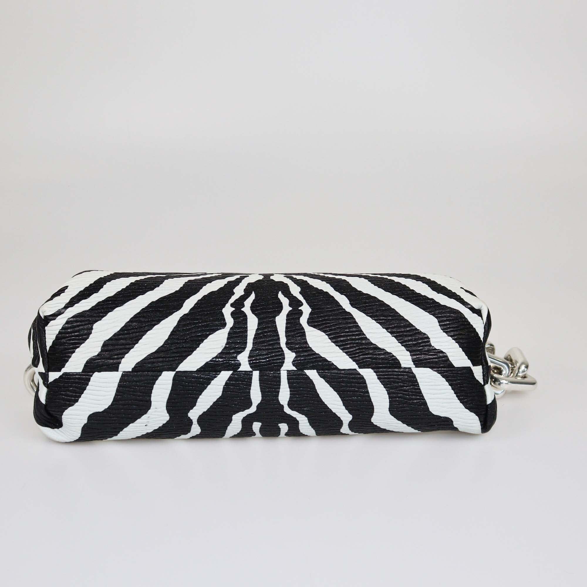 Bottega Veneta Black/White Zebra Print The Chain Pouch Bag Womens Bottega Veneta 