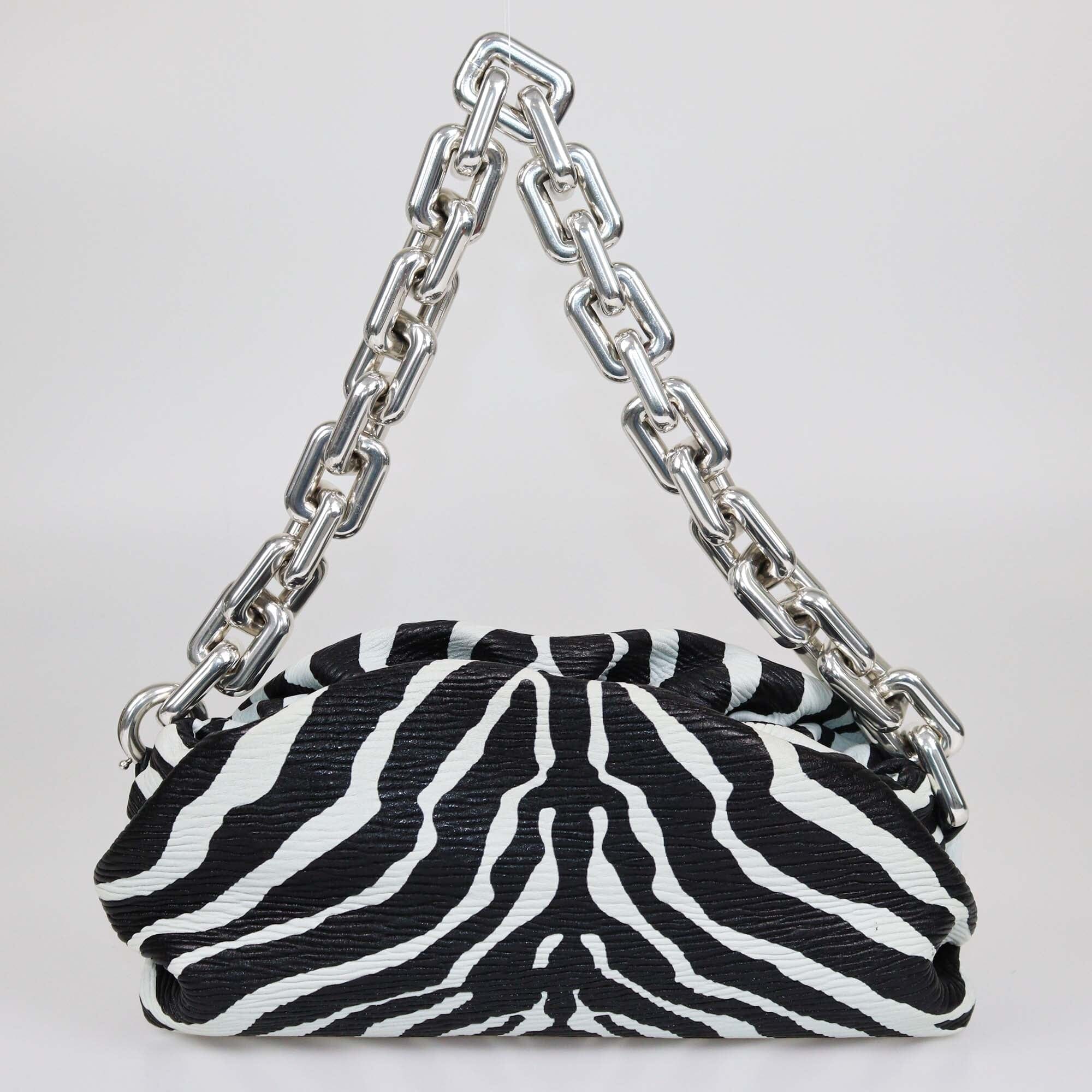 Bottega Veneta Black/White Zebra Print The Chain Pouch Bag Womens Bottega Veneta 