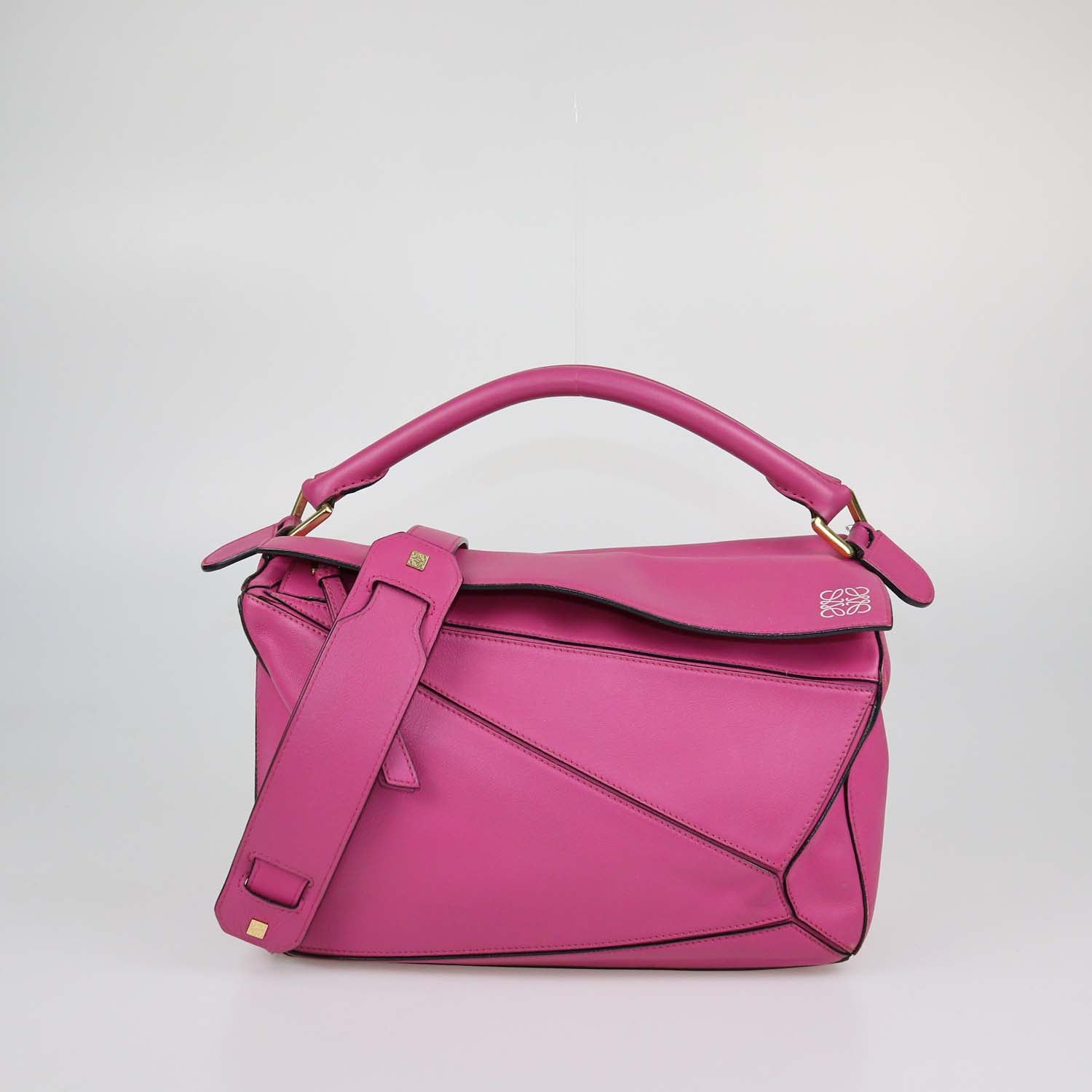 Loewe Fuchsia Leather Medium Puzzle Bag