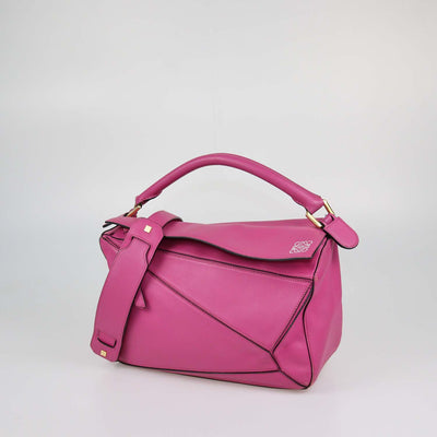 Loewe Fuchsia Leather Medium Puzzle Bag