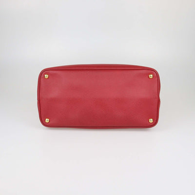 Prada Red Saffiano Cuir Leather Large Double Handle Tote