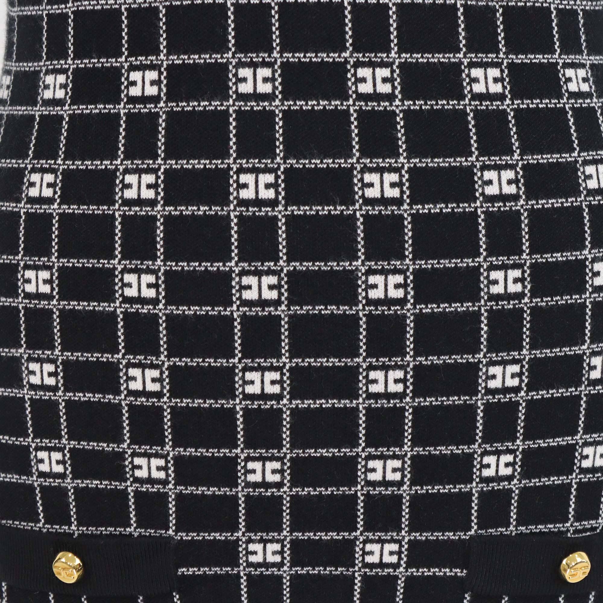 Elisabetta Franchi Black/White Logo Jacquard Knitted Mini Dress Womens Elisabetta Franchi 