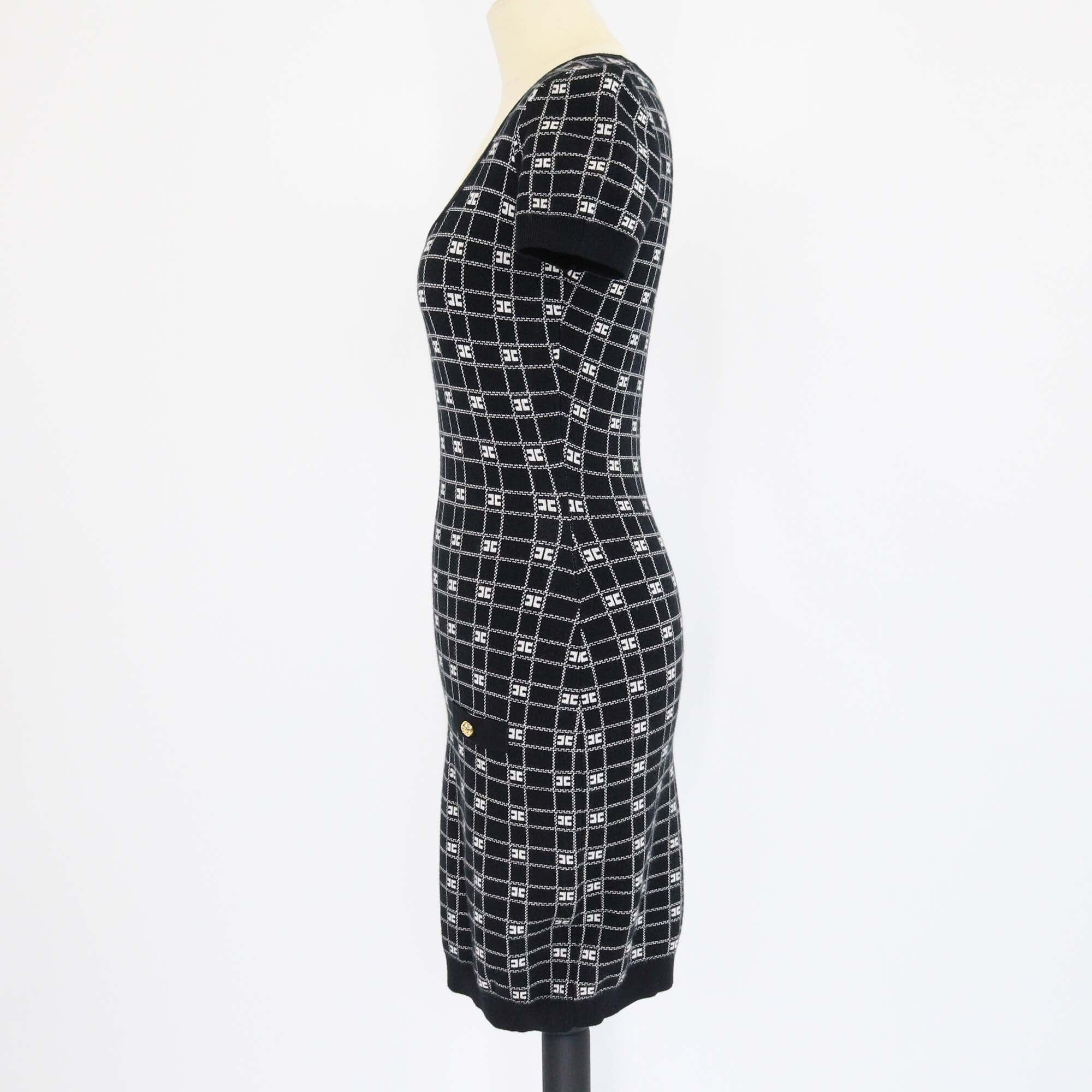 Elisabetta Franchi Black/White Logo Jacquard Knitted Mini Dress Womens Elisabetta Franchi 