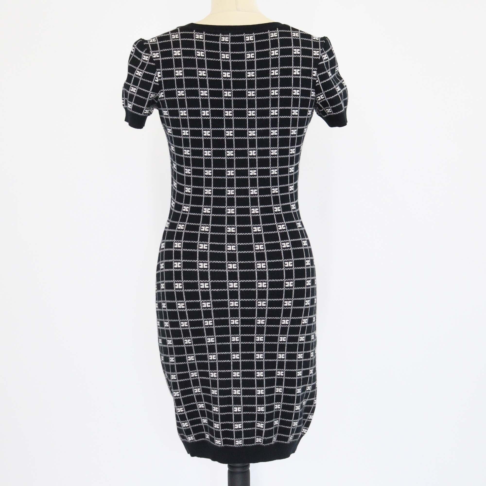 Elisabetta Franchi Black/White Logo Jacquard Knitted Mini Dress Womens Elisabetta Franchi 