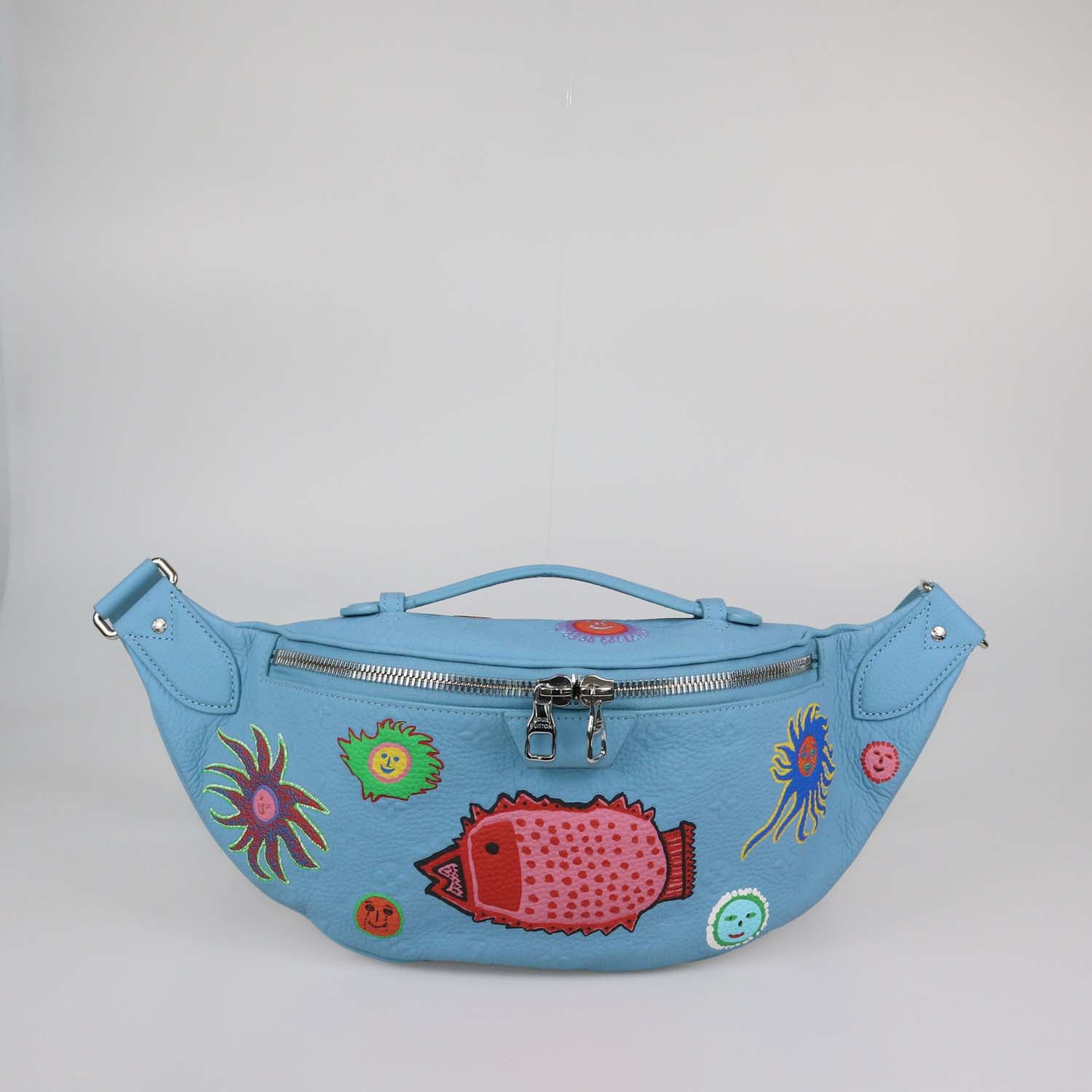 Louis Vuitton x Yayoi Kusama Light Blue Monogram Leather Printed Maxi Bumbag