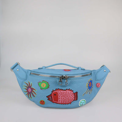 Louis Vuitton x Yayoi Kusama Light Blue Monogram Leather Printed Maxi Bumbag