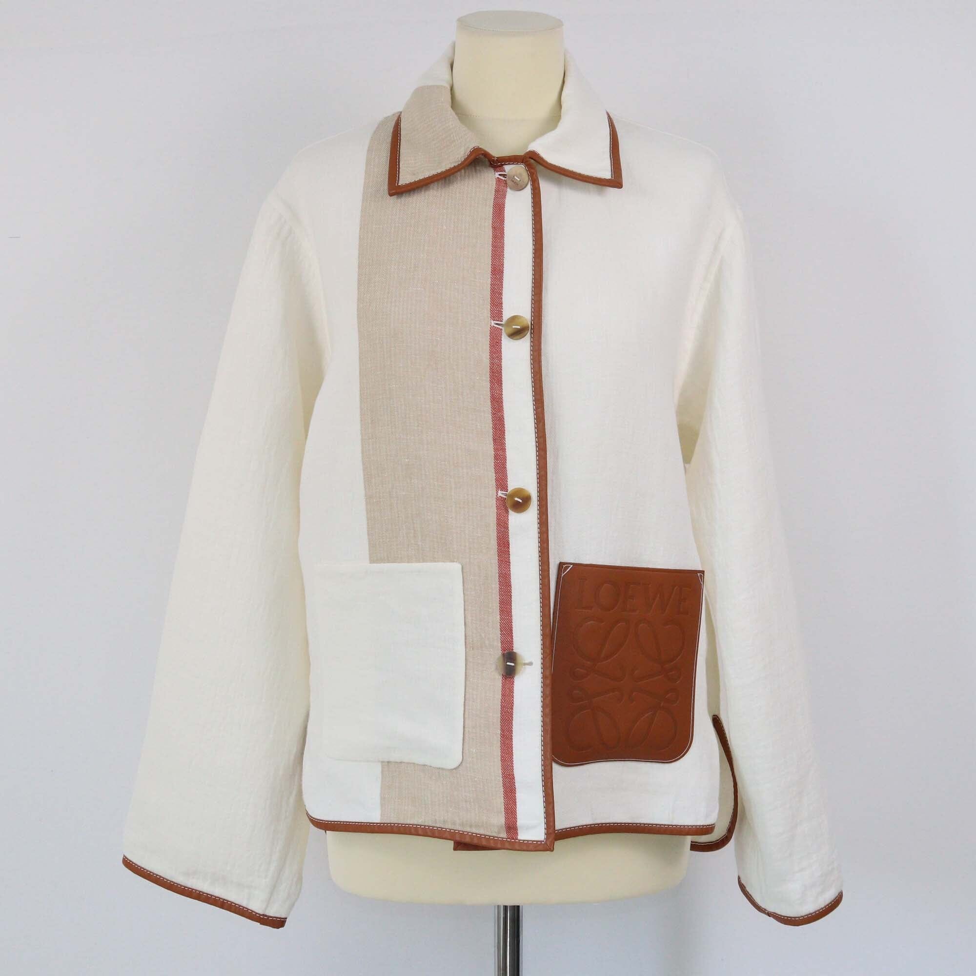 Loewe Off White/Brown Anagram Jacket Womens Loewe 