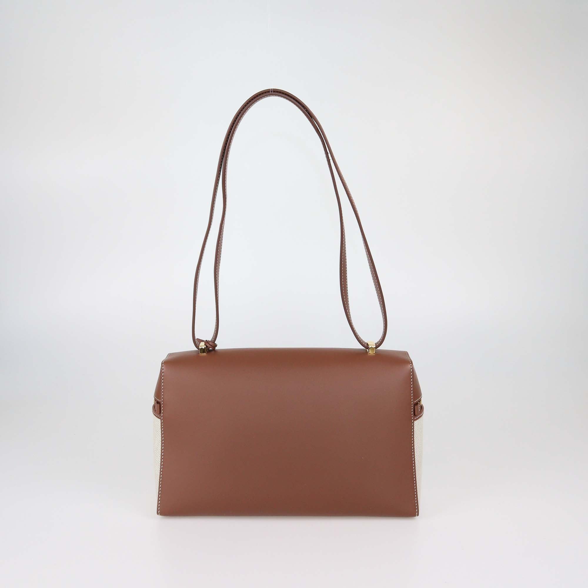 Loro Piana Brown/Natural Canvas and Leather Extra Pocket L27 Pouch Bag