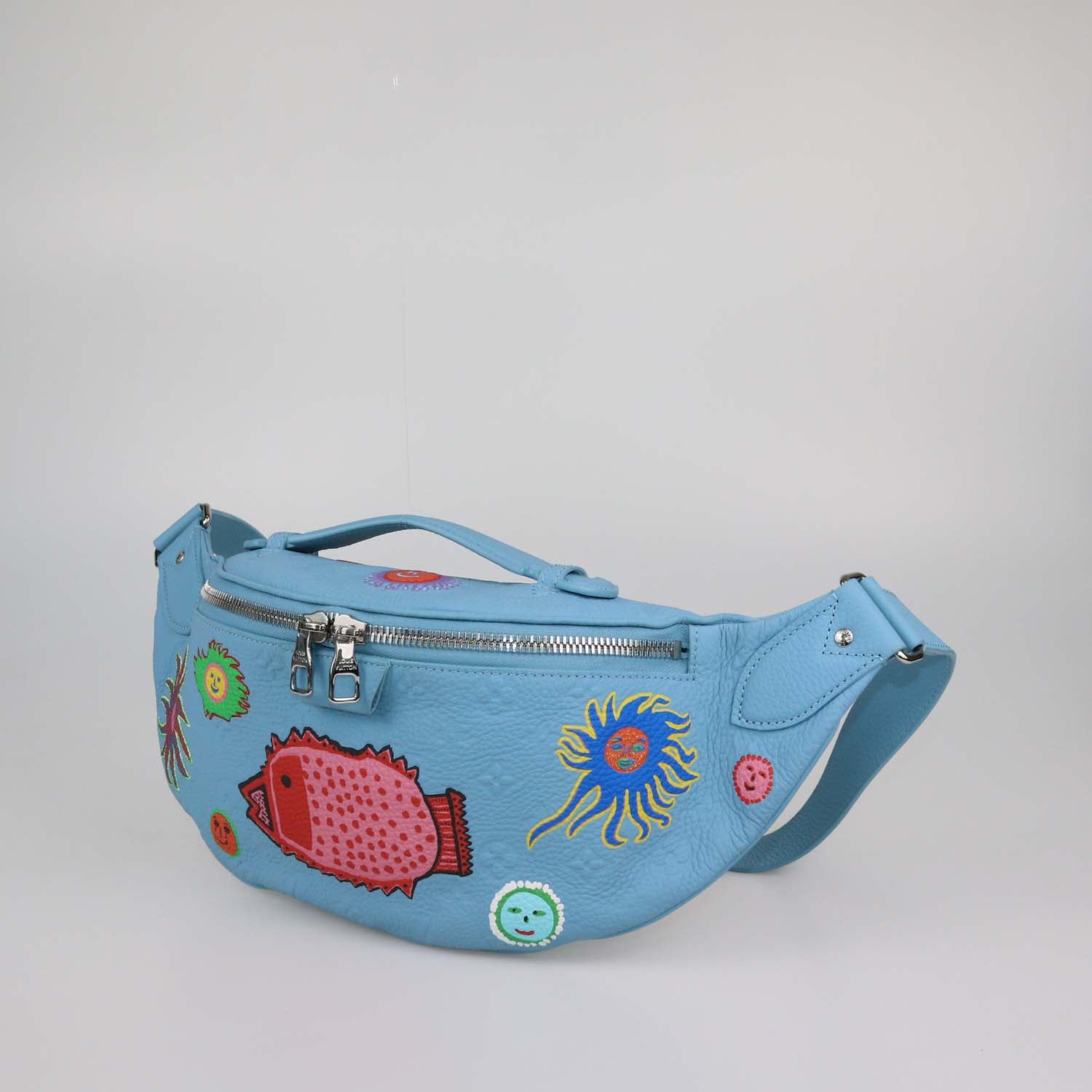 Louis Vuitton x Yayoi Kusama Light Blue Monogram Leather Printed Maxi Bumbag