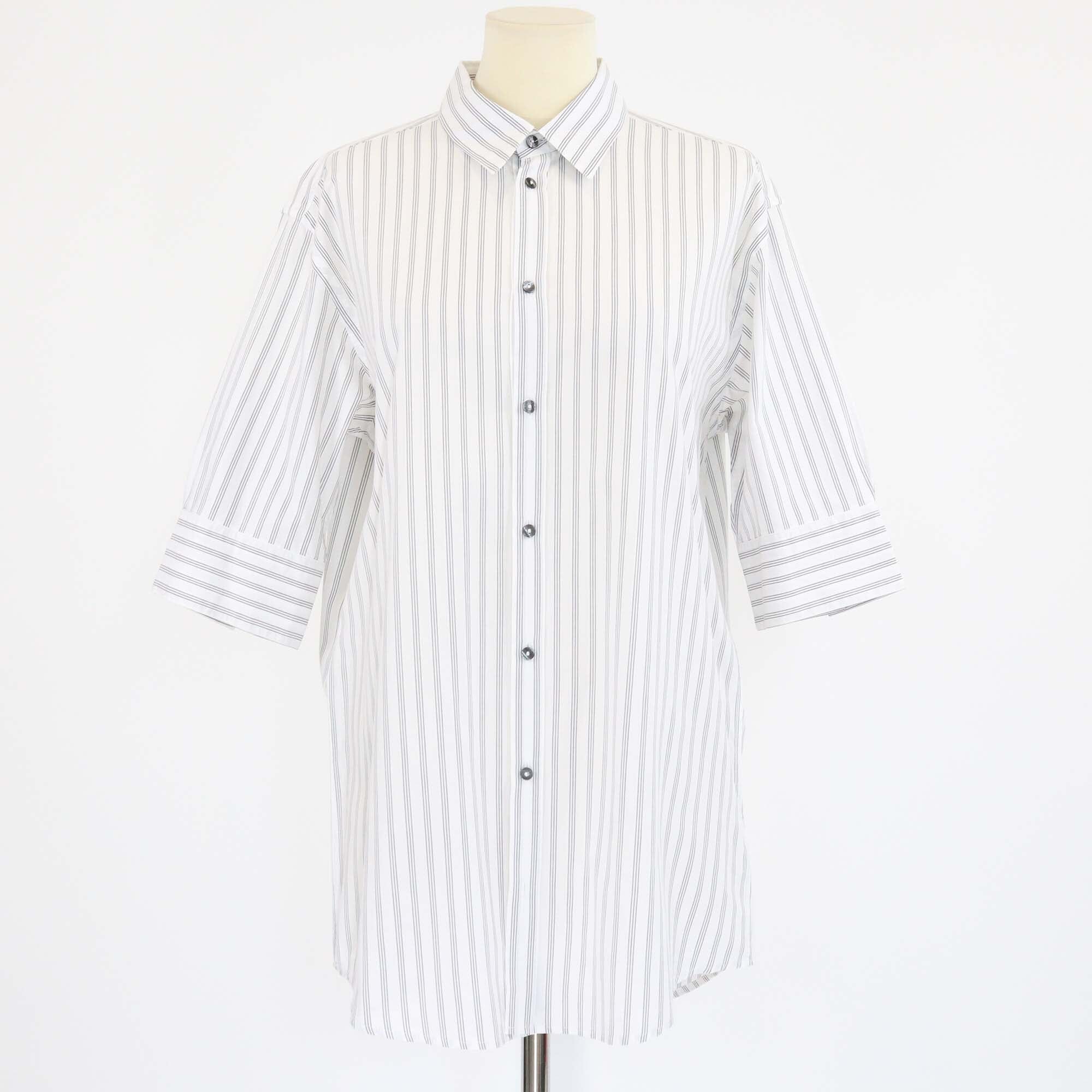 Dolce & Gabbana White/Black Striped Three Quarter Sleeve Button Shirt Mens Dolce & Gabbana 