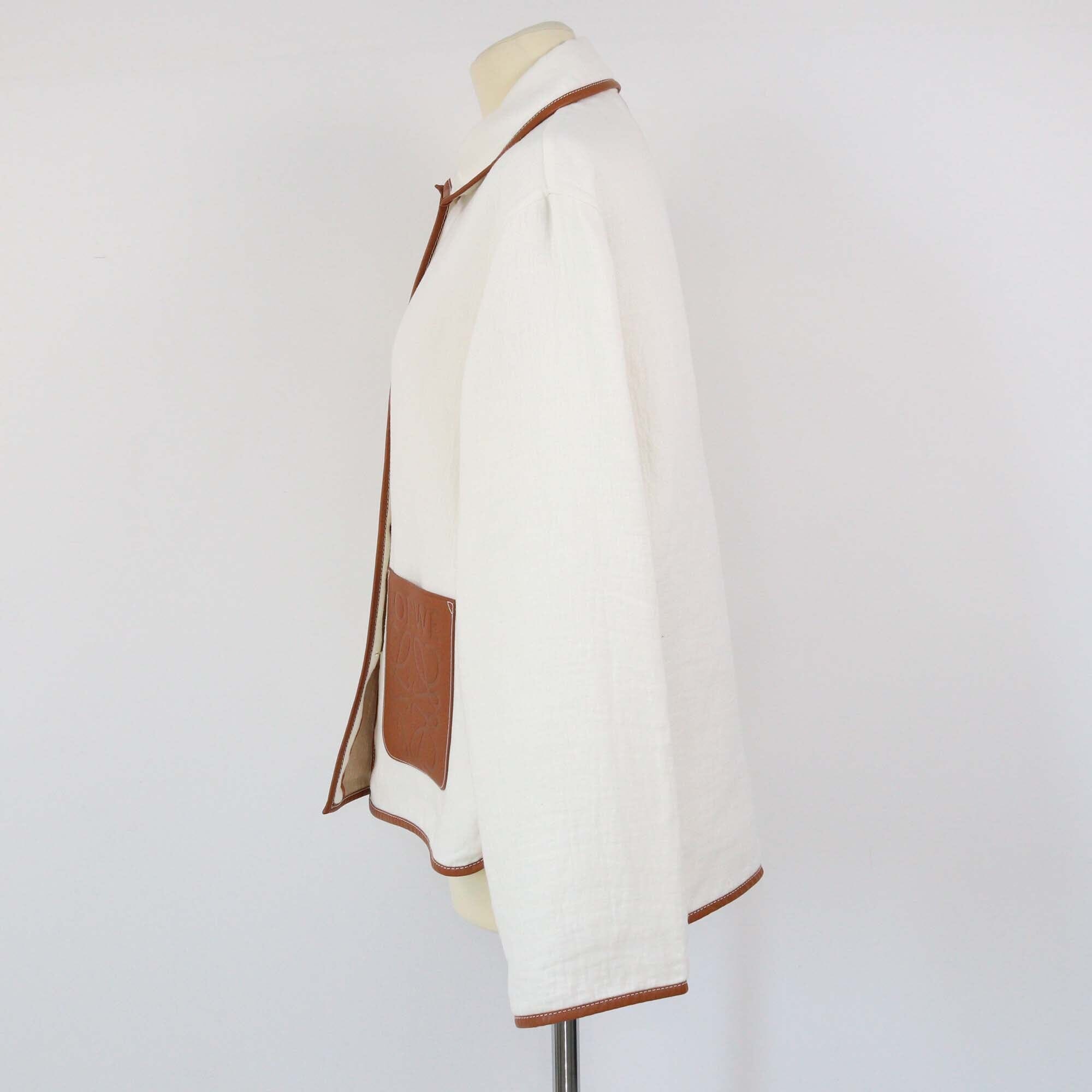 Loewe Off White/Brown Anagram Jacket Womens Loewe 