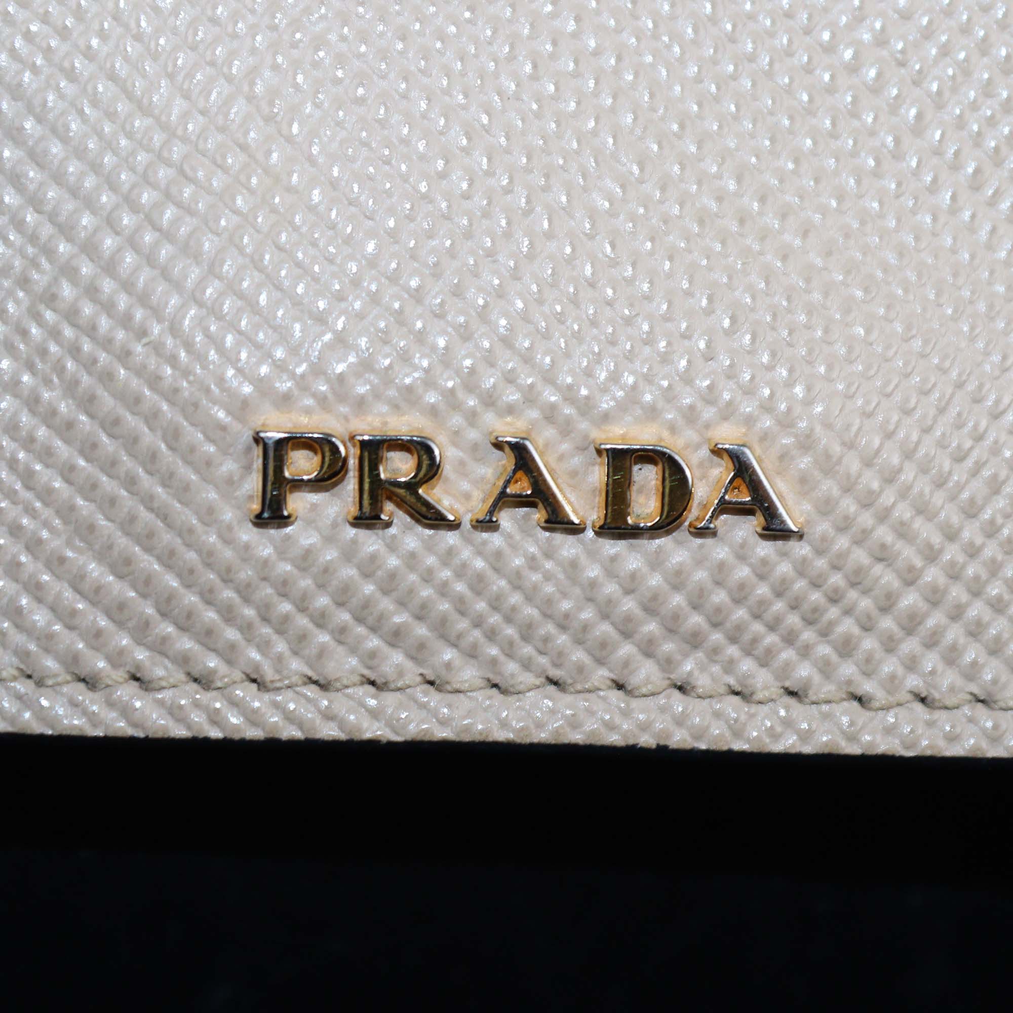 Prada Beige Saffiano Cuir Leather Large Double Handle Tote