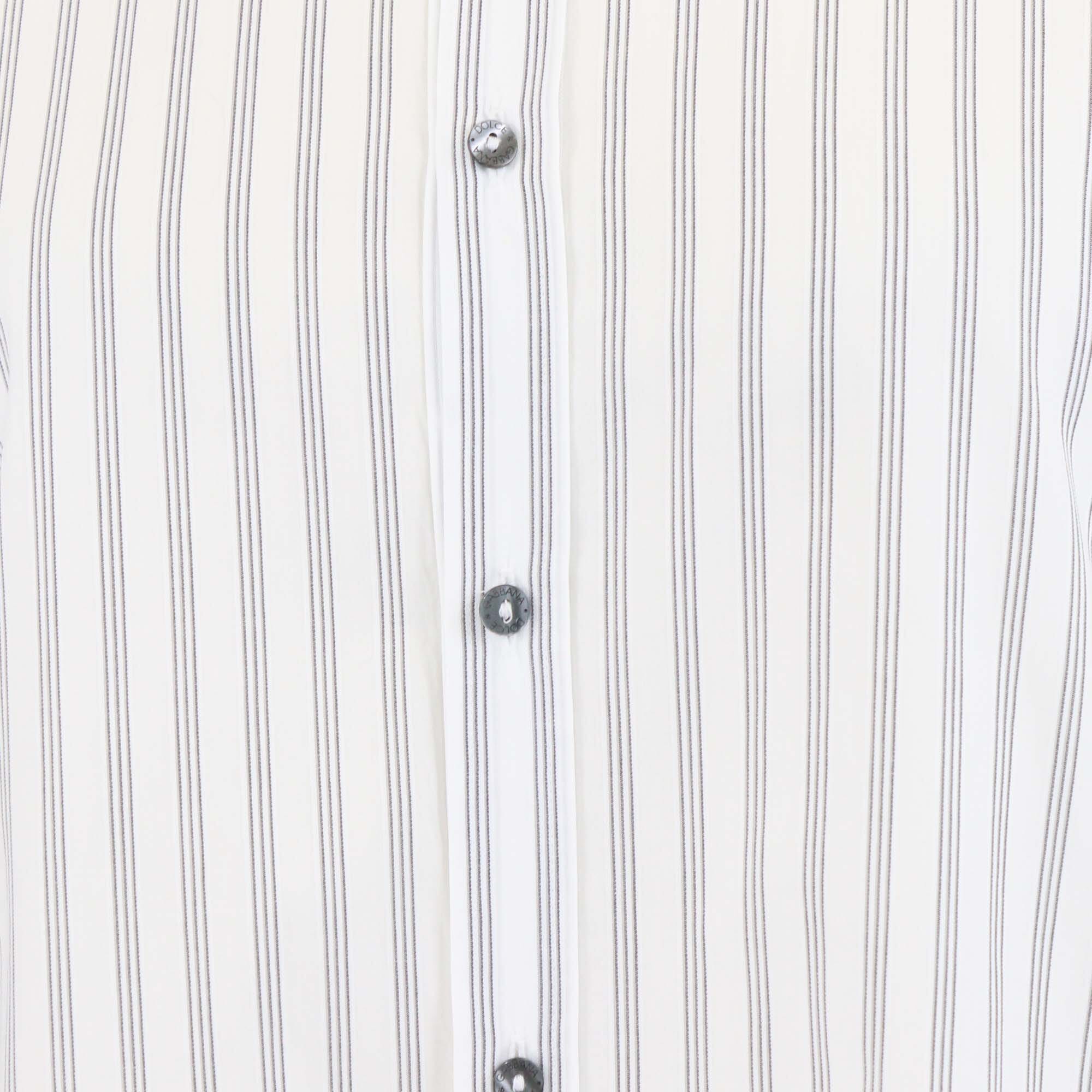 Dolce & Gabbana White/Black Striped Three Quarter Sleeve Button Shirt Mens Dolce & Gabbana 