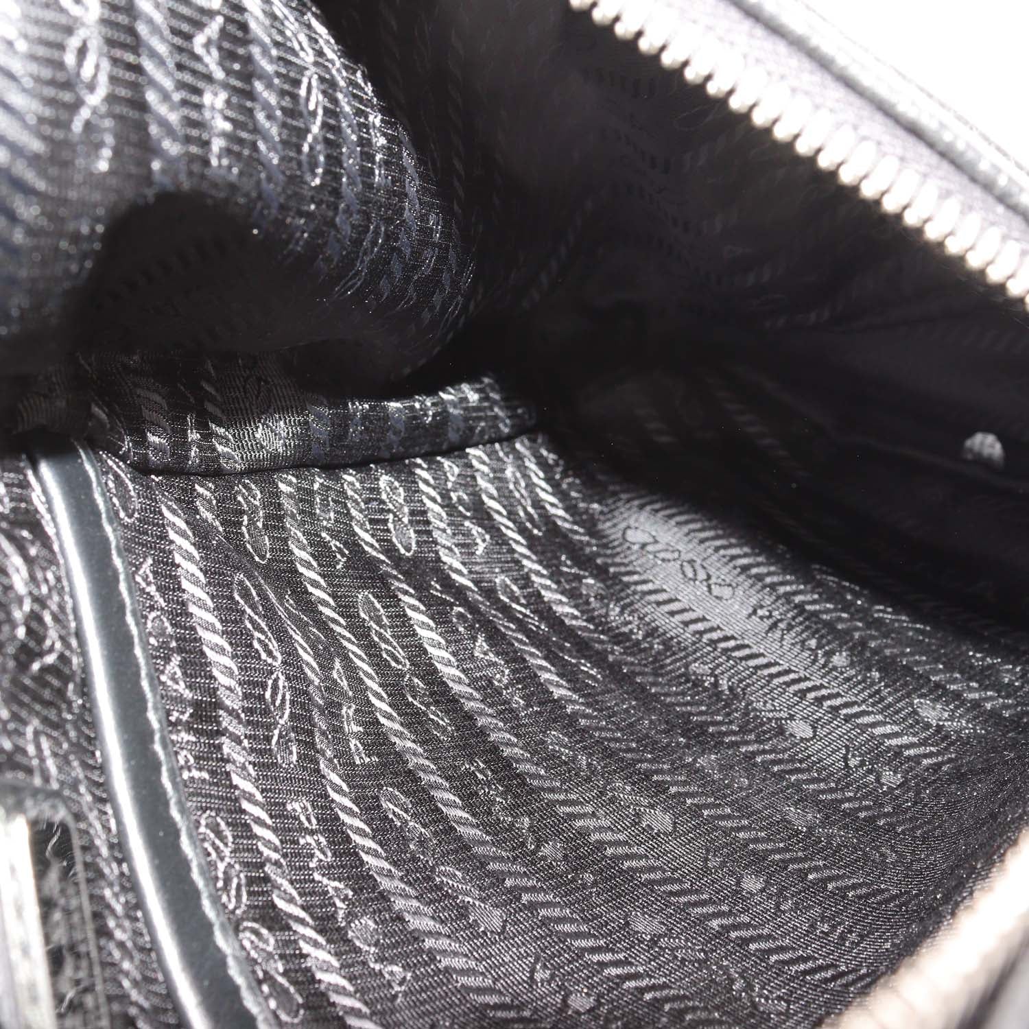 Prada Black Leather Triangle Logo Sling Bag