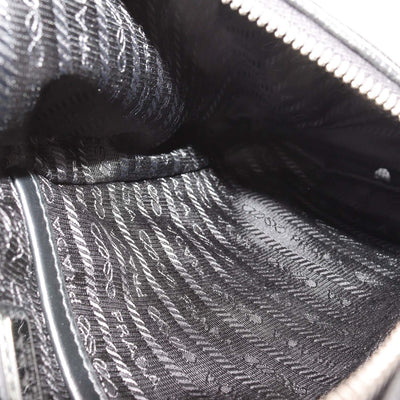 Prada Black Leather Triangle Logo Sling Bag