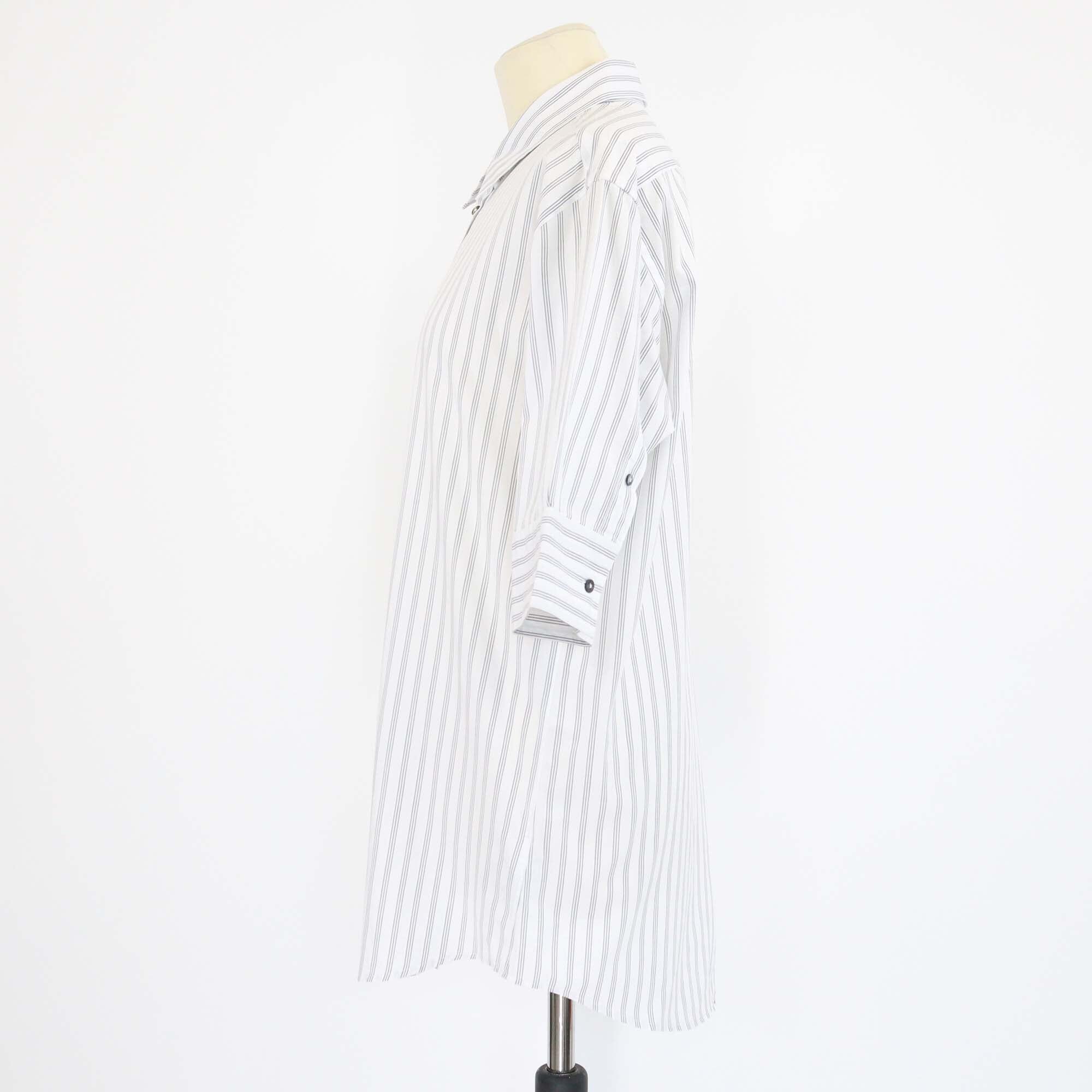 Dolce & Gabbana White/Black Striped Three Quarter Sleeve Button Shirt Mens Dolce & Gabbana 