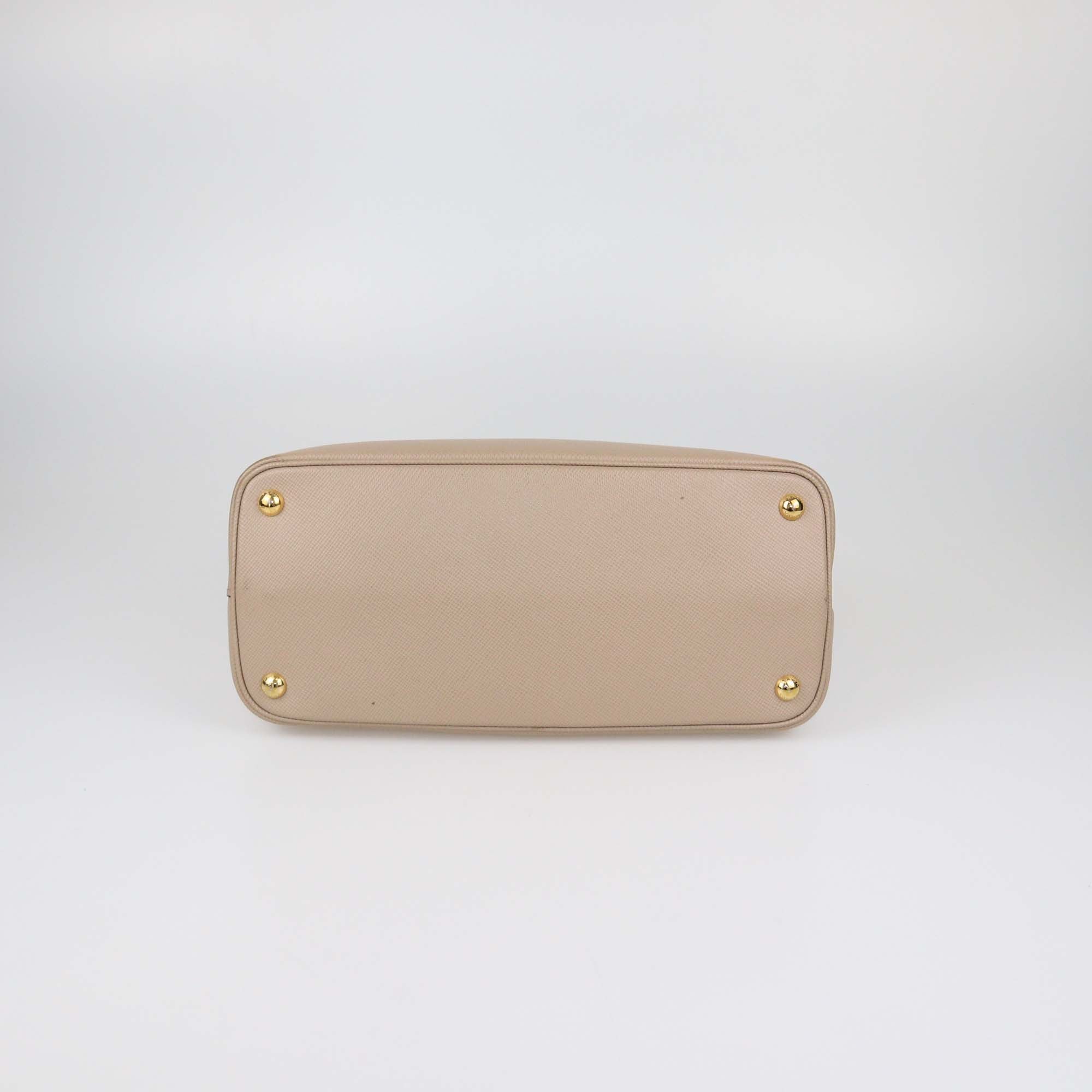 Prada Beige Saffiano Cuir Leather Large Double Handle Tote