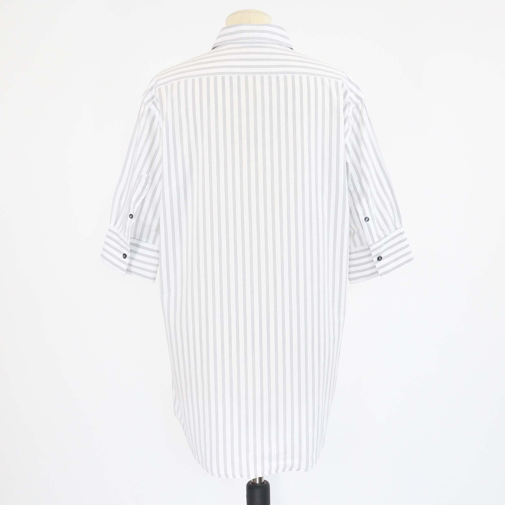 Dolce & Gabbana White/Black Striped Three Quarter Sleeve Button Shirt Mens Dolce & Gabbana 