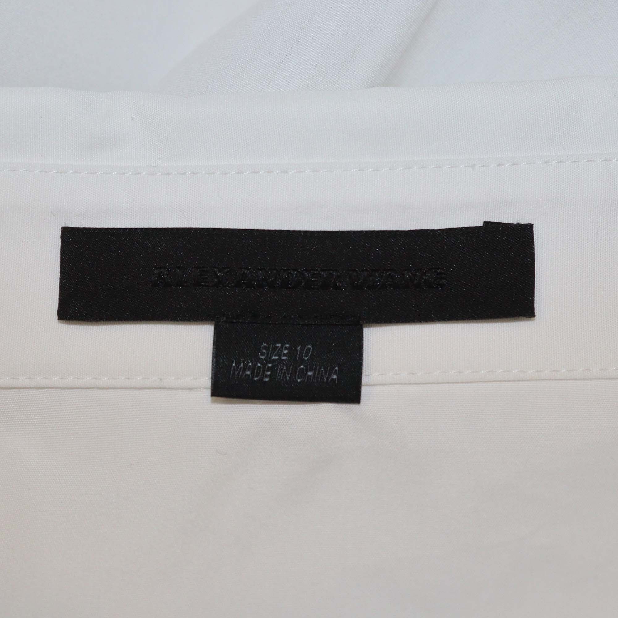 Alexander Wang White Cotton Poplin Beaded Collar Long Sleeve Shirt