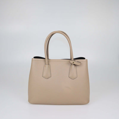 Prada Beige Saffiano Cuir Leather Large Double Handle Tote