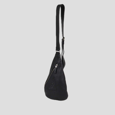 Prada Black Leather Triangle Logo Sling Bag