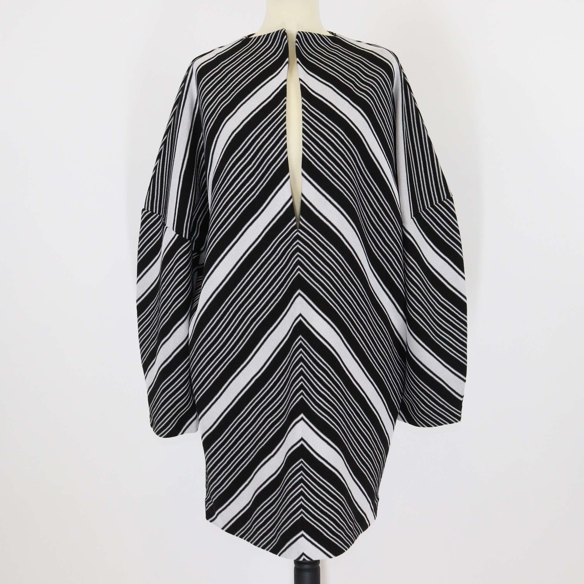 Missoni Black/White Cotton Plunging V Neck Oversized Sleeve Mini Dress