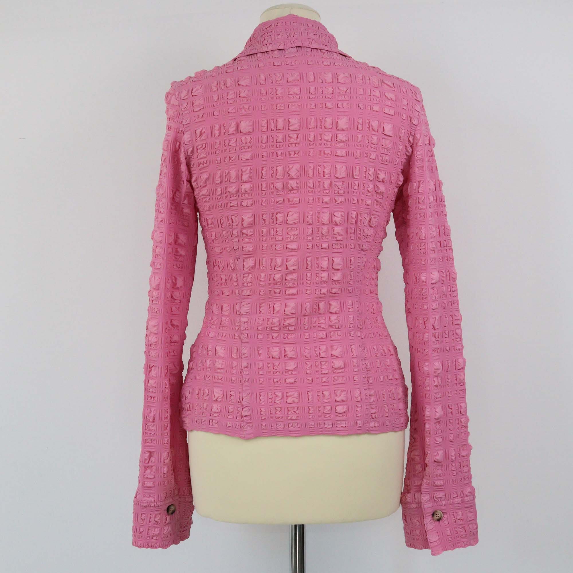 Nanushka Pink Seersucker Longsleeve Top Womens Nanushka 