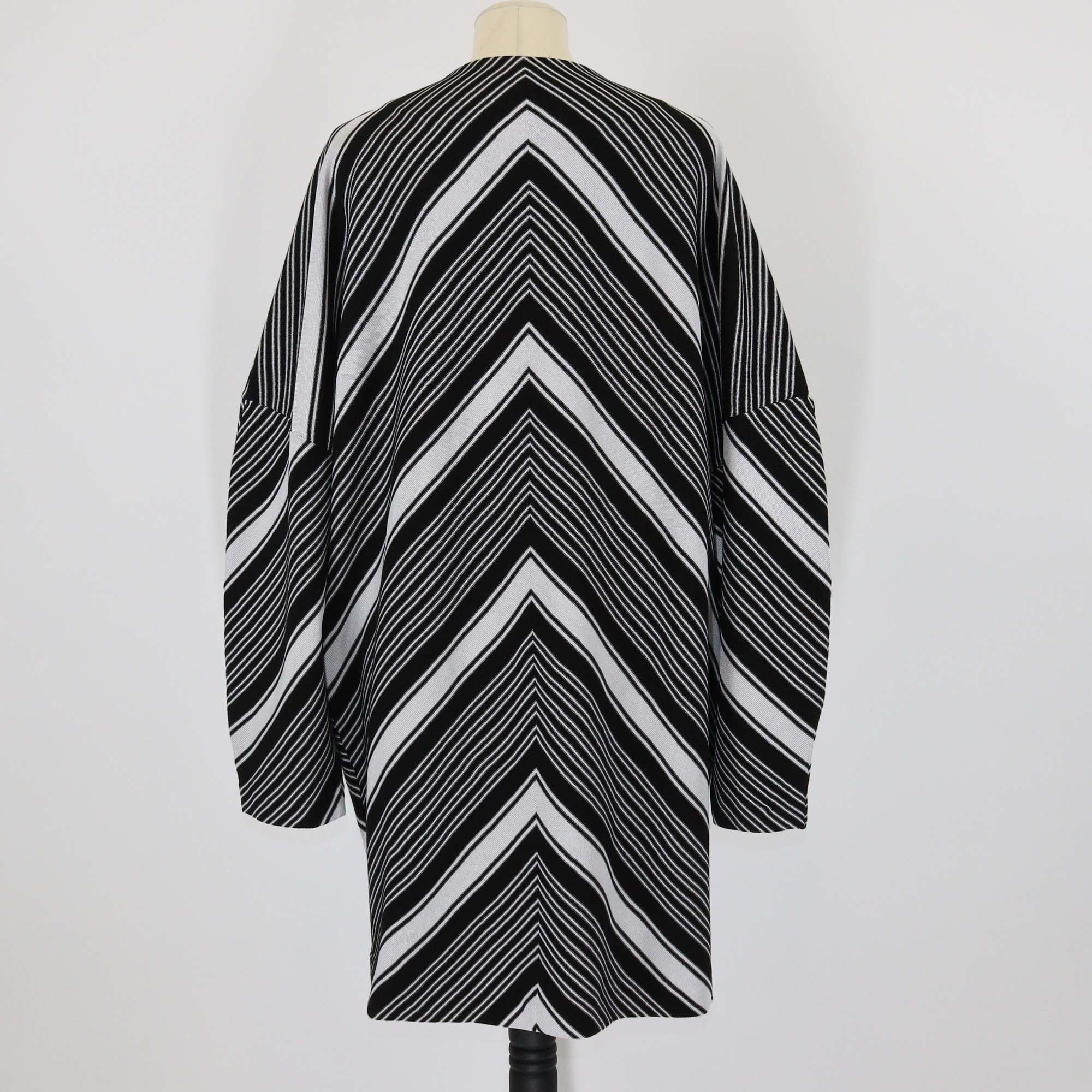 Missoni Black/White Cotton Plunging V Neck Oversized Sleeve Mini Dress