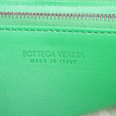 Bottega Veneta Green Intrecciato Leather Zip Around Wallet