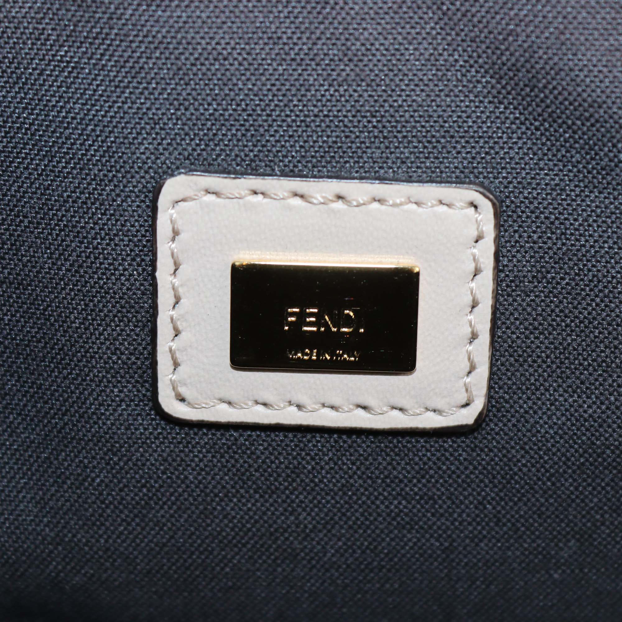 Fendi Beige Leather Large Script Flat Pouch