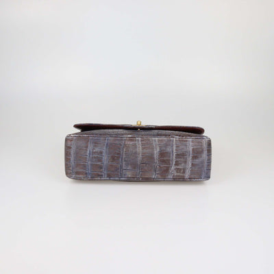 Chanel Brown/Grey Ombre Alligator Jumbo Classic Single Flap Bag