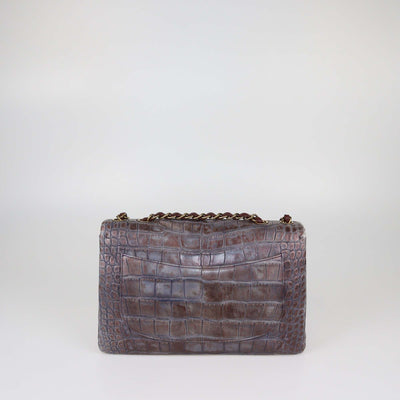 Chanel Brown/Grey Ombre Alligator Jumbo Classic Single Flap Bag
