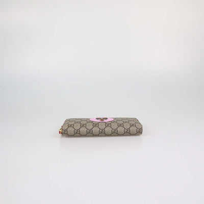 Gucci Beige GG Supreme Canvas Limited Edition Bosco Patch Zip Around Wallet