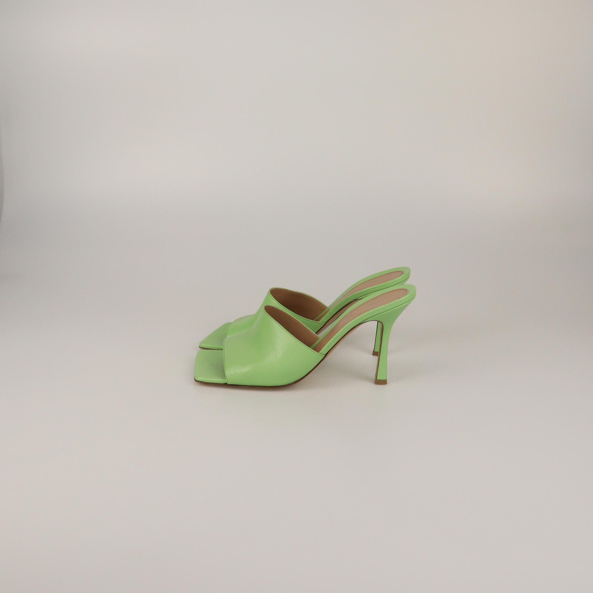 Bottega Veneta Green Stretch Square Toe slide Sandals Womens Bottega Veneta 