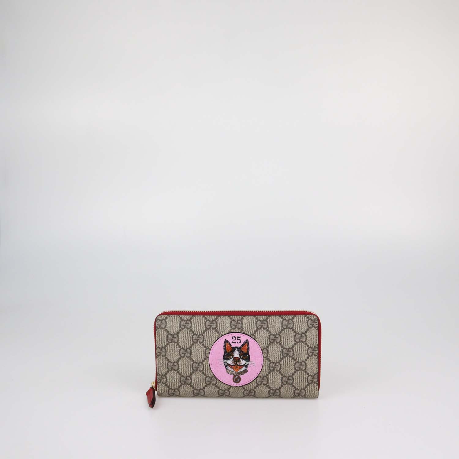 Gucci Beige GG Supreme Canvas Limited Edition Bosco Patch Zip Around Wallet