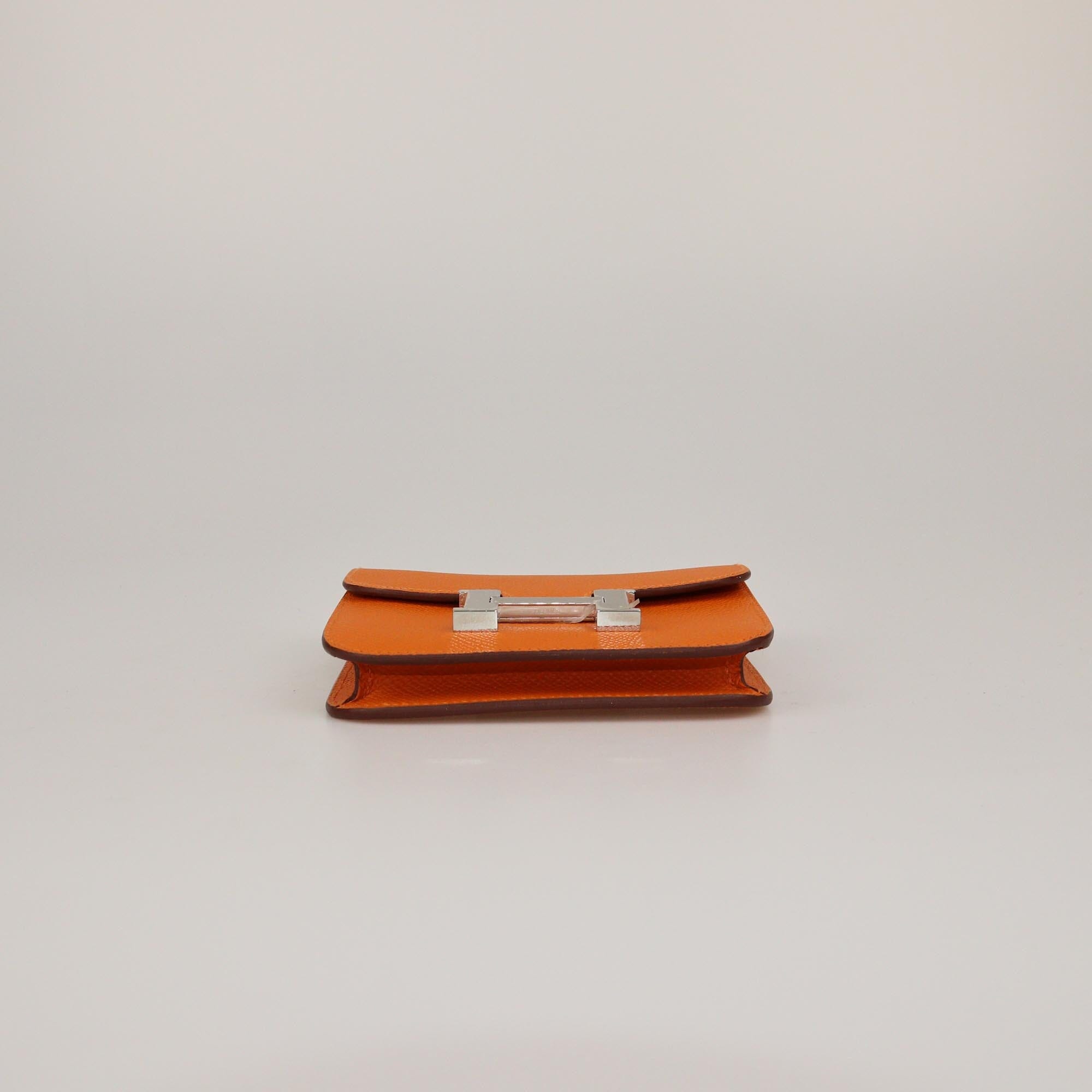 Hermes Orange Epsom Constance Slim Wallet Womens Hermes 