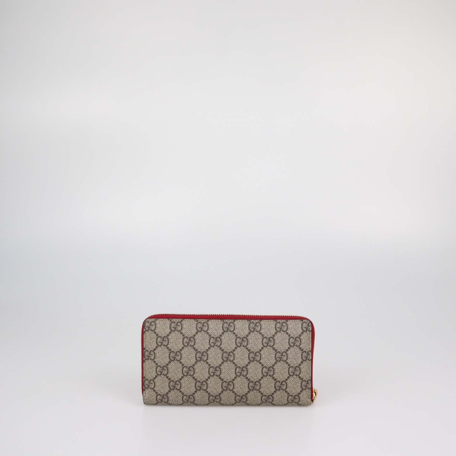 Gucci Beige GG Supreme Canvas Limited Edition Bosco Patch Zip Around Wallet
