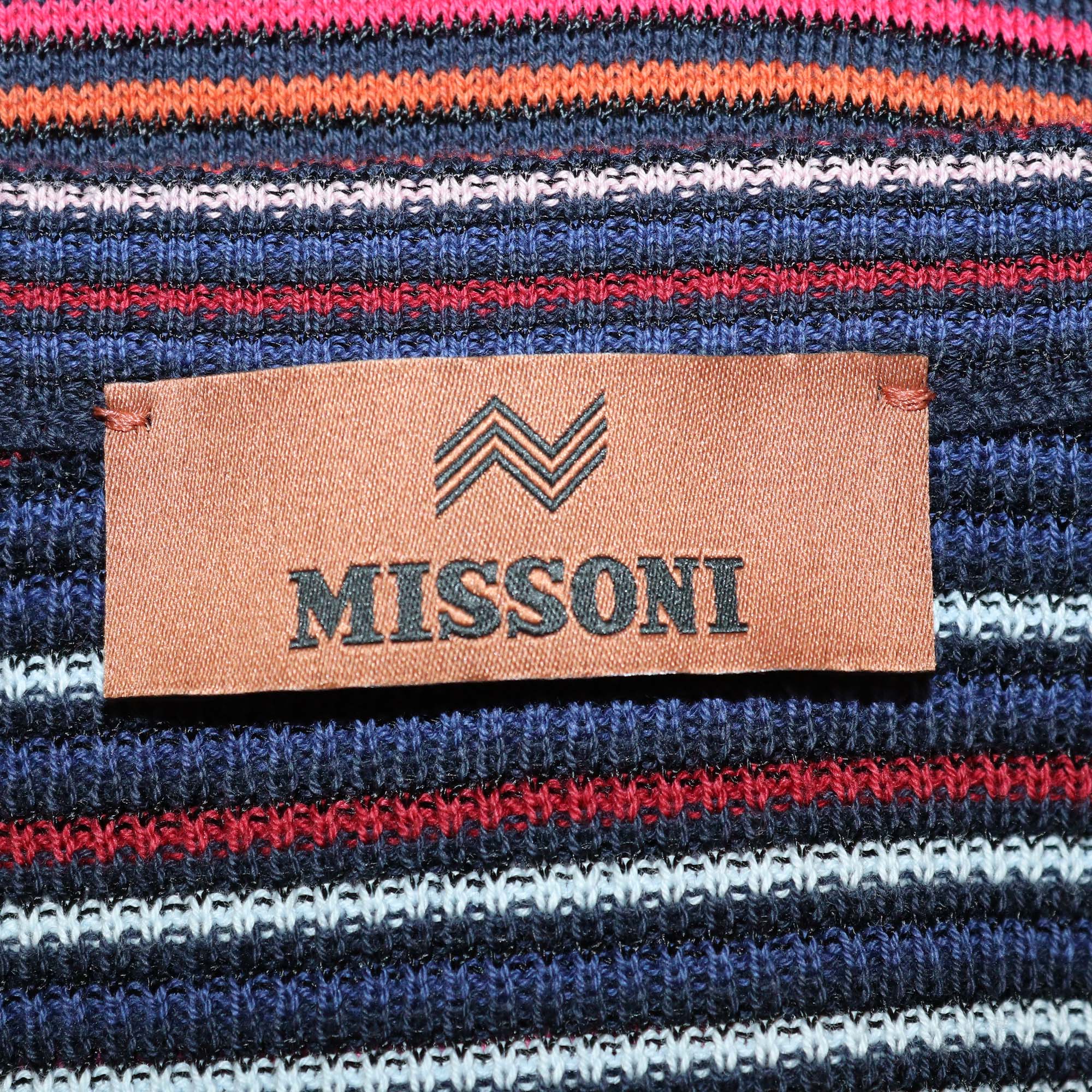 Missoni Multicolor Cotton Striped Sleeveless Midi Dress