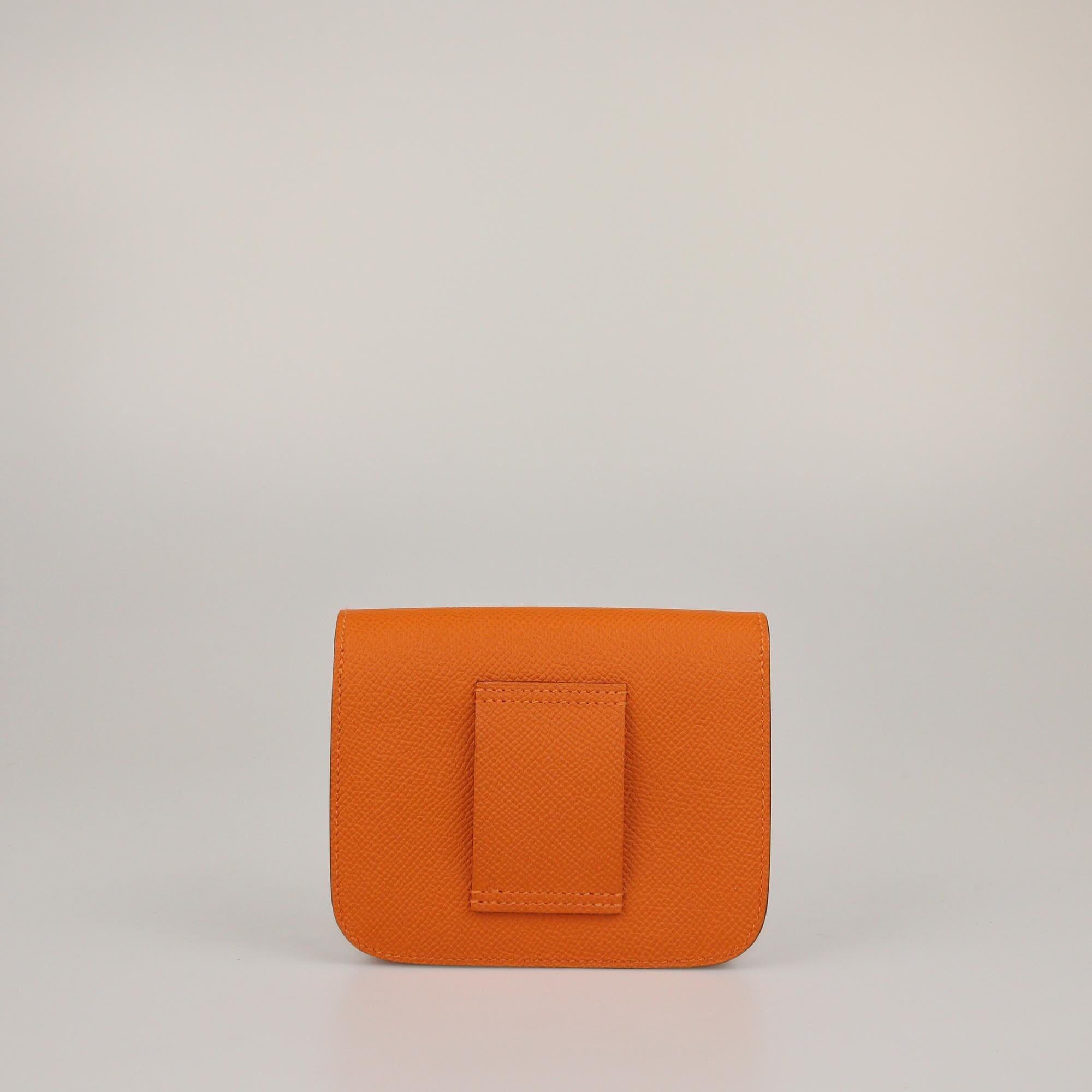 Hermes Orange Epsom Constance Slim Wallet Womens Hermes 