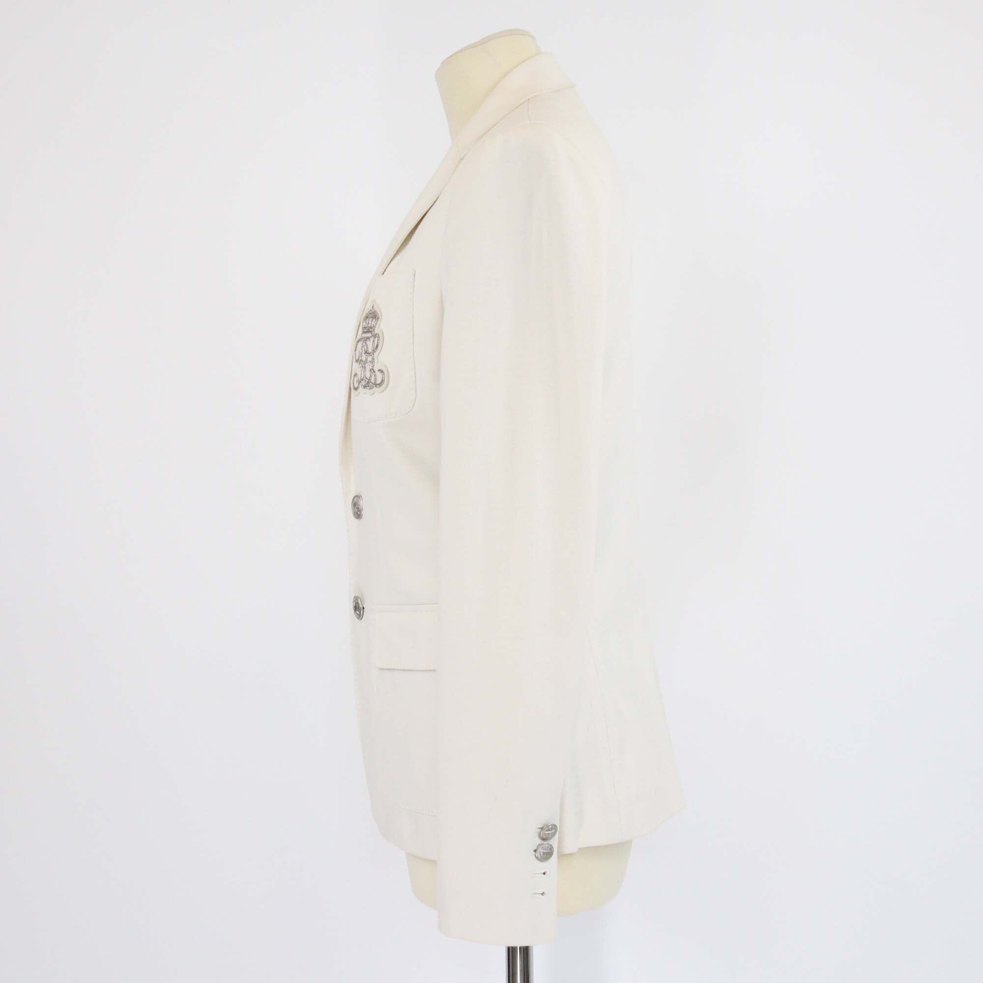 Ralph Lauren Cream Crest Embroidered Blazer Womens Ralph Lauren 