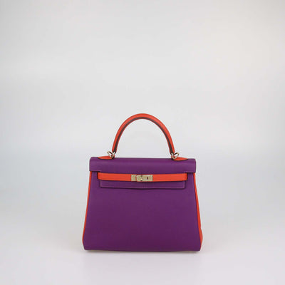 Hermes Anemone/Capucine Togo Leather Gold Hardware Special Order Kelly Retourne 25 Bag