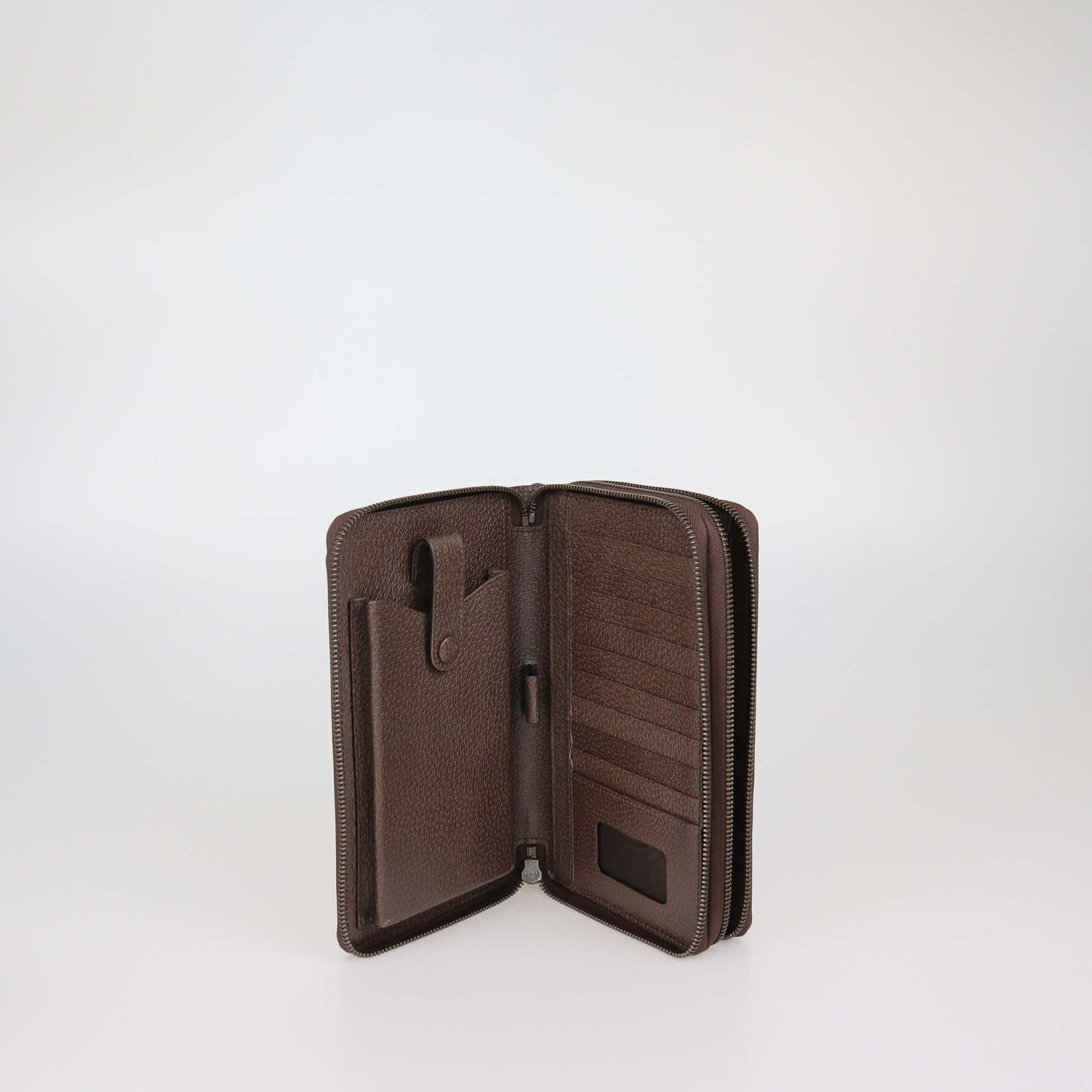 Gucci Brown/Beige GG Supreme Web Travel Document Holder