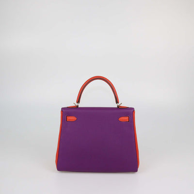 Hermes Anemone/Capucine Togo Leather Gold Hardware Special Order Kelly Retourne 25 Bag