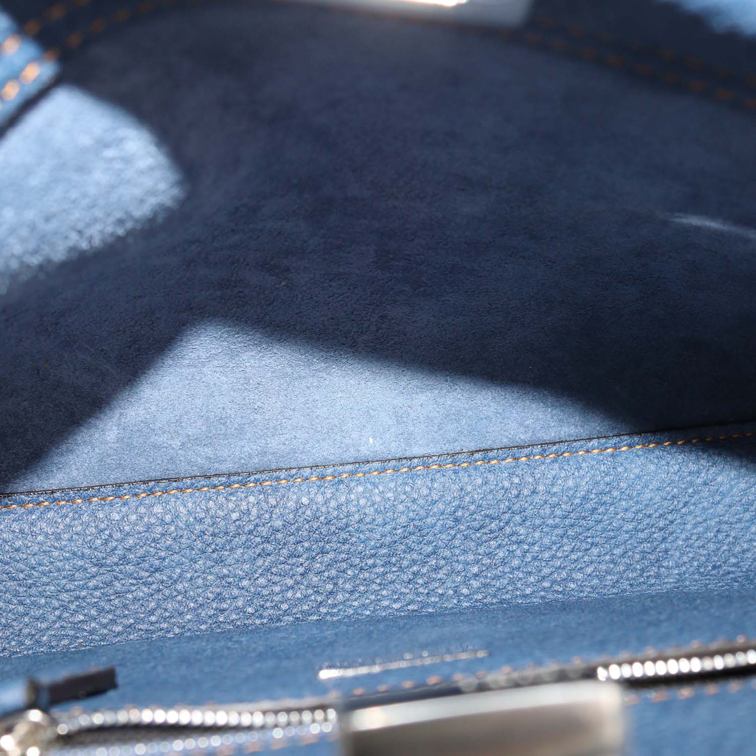 Fendi Blue Denim Effect Leather Mini Peekaboo Top Handle Bag
