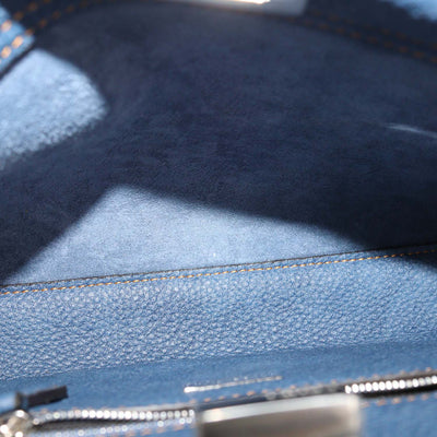 Fendi Blue Denim Effect Leather Mini Peekaboo Top Handle Bag