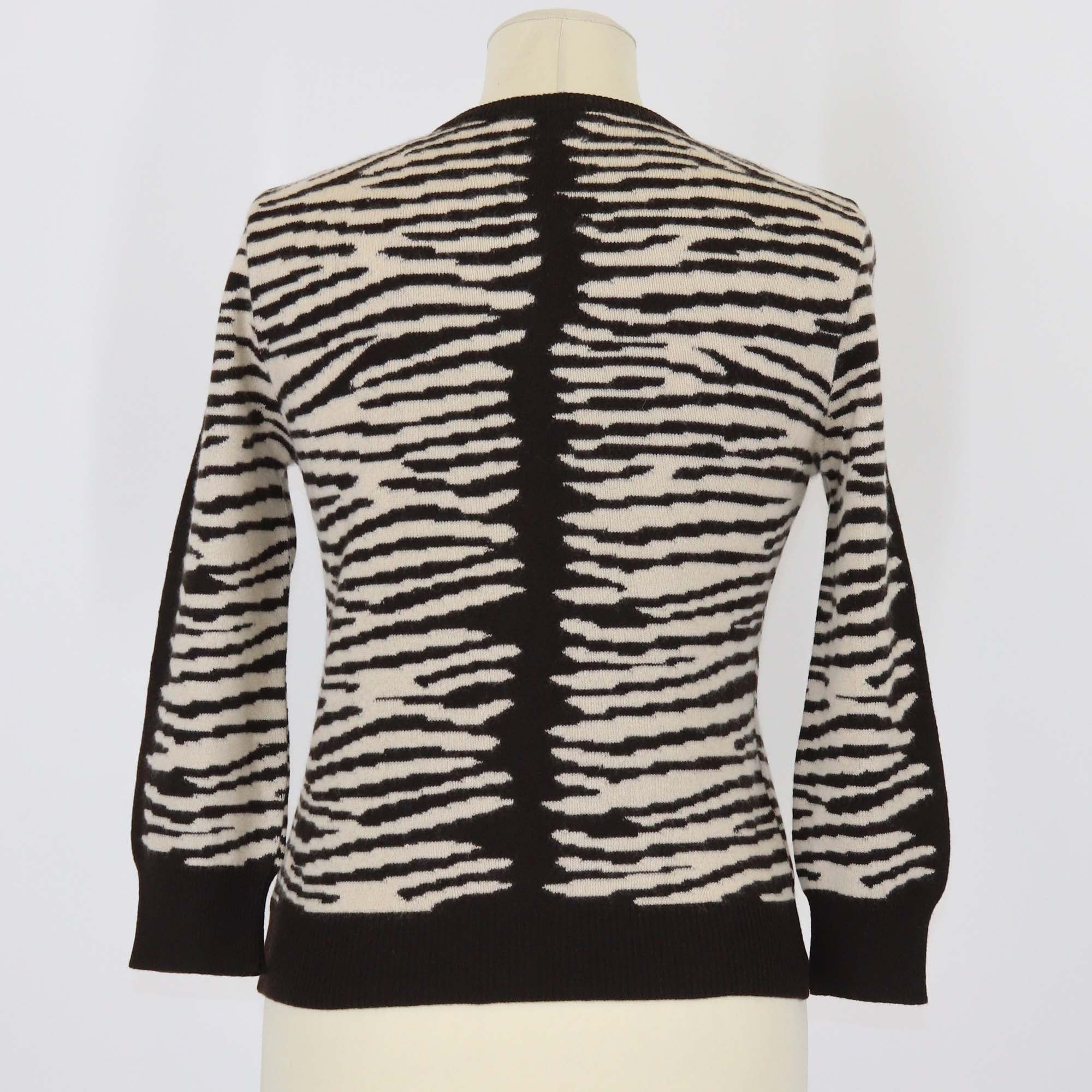 Valentino Brown/Light Beige Cashmere & Wool Blend Crop Cardigan